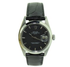 Vintage Rolex Steel Oyster Perpetual Date with Rare Black Dial, circa 1970s