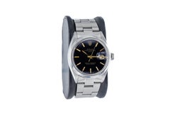 Rolex Steel Oyster Perpetual Date with Rare Original Black Dial and Gilt Markers