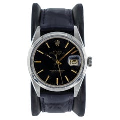 Rolex Oyster Perpetual Date in acciaio con raro quadrante nero originale e indici dorati