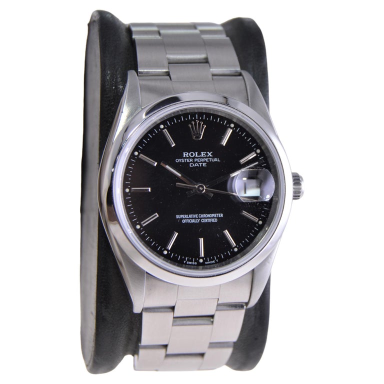 Rolex Steel Oyster Perpetual Date with Rare Original Black Dial from 1995  For Sale at 1stDibs | oyster perpetual dimensions, rolex oyster original, rolex  16210