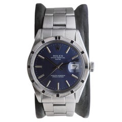 Rolex Steel Oyster Perpetual Date with Rare Original Blue Dial, circa 1970's