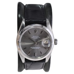 Vintage Rolex Steel Oyster Perpetual Date with Rare Original Charcoal Dial, 1960's