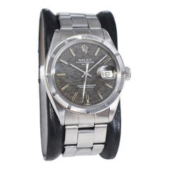 Rolex Steel Oyster Perpetual Date with Rare Original Engraved Dial, Early 1970's