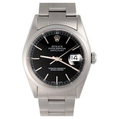 Rolex Steel Oyster Perpetual Datejust Black Dial 16200 Automatic. Watch, 2001