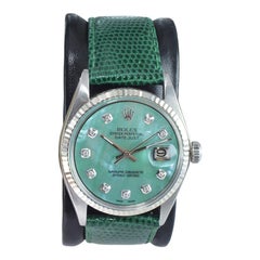 Rolex Stahl Oyster Perpetual Datejust Custom M.O.P. Diamant-Zifferblatt, Mitte der 1970er Jahre