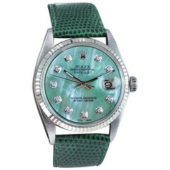 Rolex Steel Oyster Perpetual Datejust Custom M.O.P. Diamond Dial, Mid 1970's