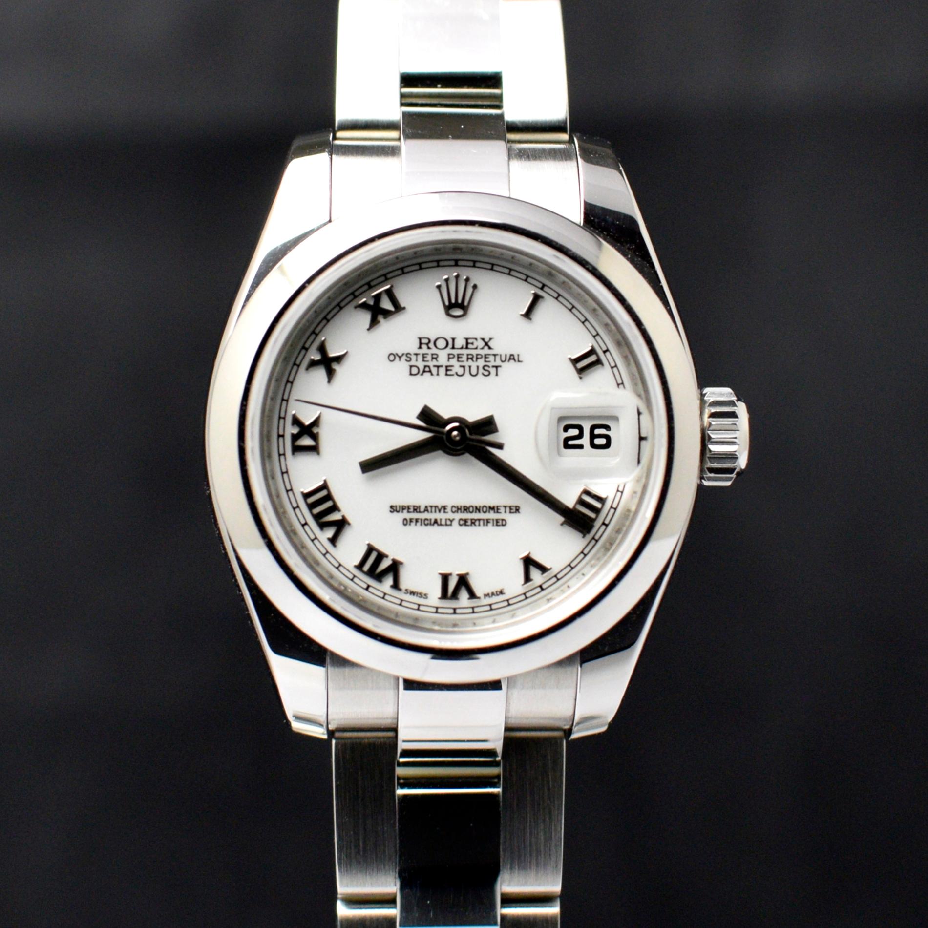 Rolex Stahl Oyster Perpetual Datejust Weißes römisches Zifferblatt 179160 Auto. Uhr, 2006 im Zustand „Gut“ in Central & Western District, HK