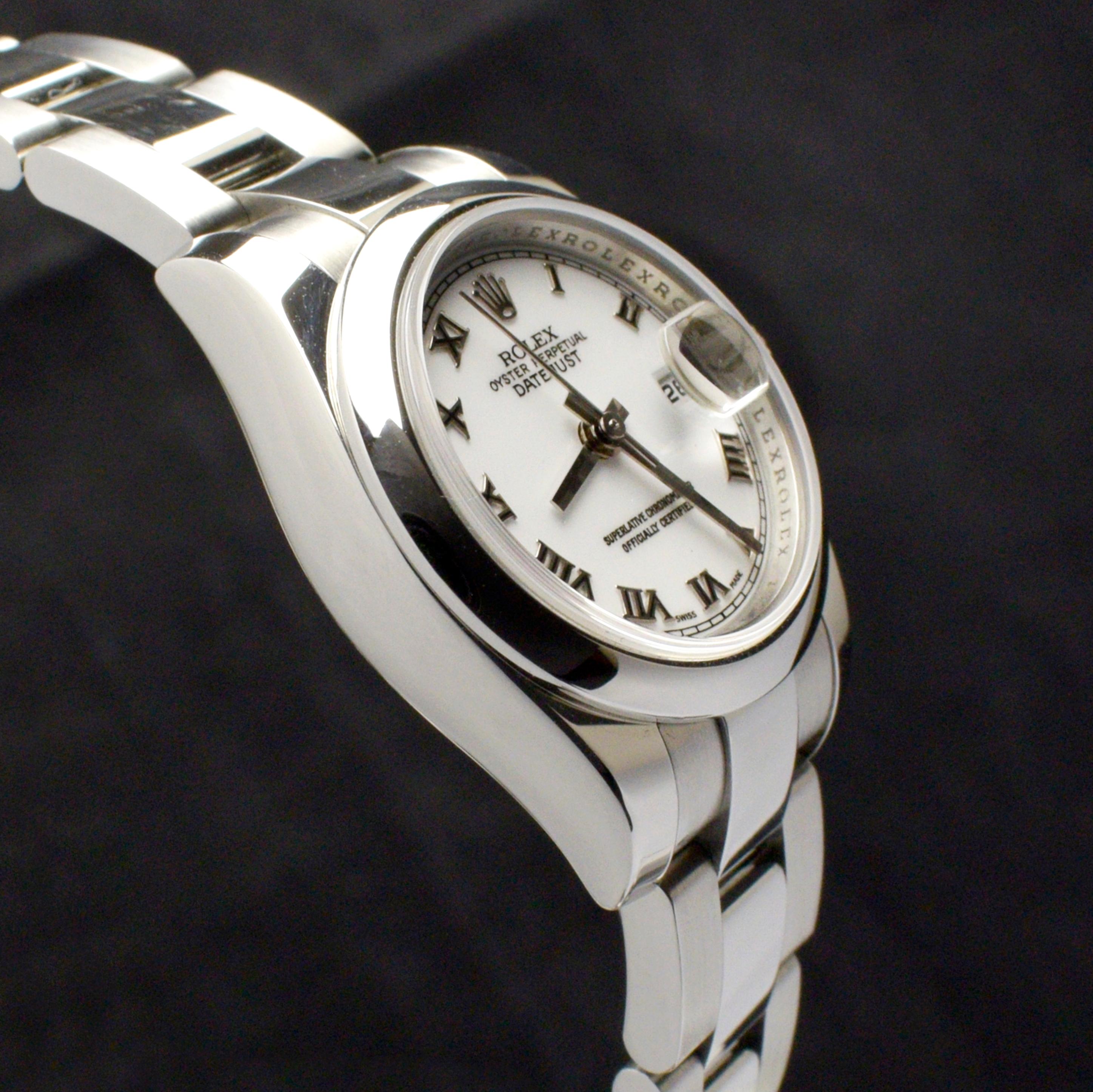 Rolex Stahl Oyster Perpetual Datejust Weißes römisches Zifferblatt 179160 Auto. Uhr, 2006 1