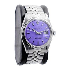 Rolex Steel Oyster Perpetual Datejust with Custom Finished Purple Dial, 1970's