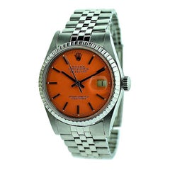Rolex Steel Oyster Perpetual Datejust with Custom Orange Dial, 1960s