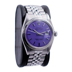 Rolex Steel Oyster Perpetual Datejust with Custom Purple Dial, 1960s
