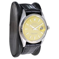 Rolex Steel Oyster Perpetual Datejust with Custom Yellow Dial, 1970s