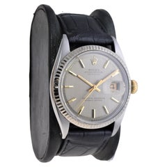 Vintage Rolex Steel Oyster Perpetual Datejust with Original Gold Satin Dial, 1965