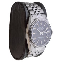 Rolex Steel Oyster Perpetual Datejust with Rare Black Dial circa, 1960's