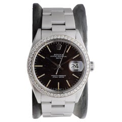 Rolex Steel Oyster Perpetual Datejust avec rare cadran noir circa, 1960's