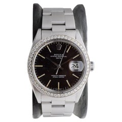 Rolex Steel Oyster Perpetual Datejust with Rare Black Dial circa, 1960's