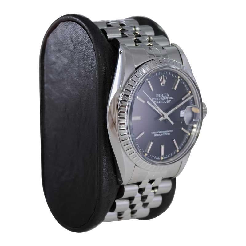 FACTORY / HOUSE: Rolex Watch Company
STYLE / REFERENCE: Oyster Perpetual Datejust / Reference 16030
METAL / MATERIAL: Stainless Steel
CIRCA / YEAR: 1980's 
DIMENSIONS / SIZE: Length 43mm X Diameter 36mm
MOVEMENT / CALIBER: Perpetual Winding / 26