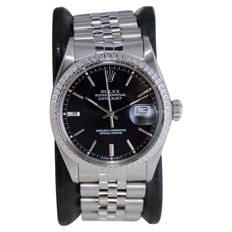 Total Usikker Apparatet Rolex Steel Oyster Perpetual Datejust with Rare Original Black Dial 1980's  For Sale at 1stDibs | rolex datejust 1980 price, 1980 rolex oyster  perpetual datejust, rolex oyster perpetual datejust 1980 price