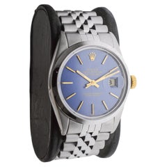 Rolex Steel Oyster Perpetual Datejust with Rare Original Blue Dial from 1987