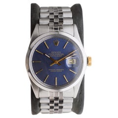 Used Rolex Steel Oyster Perpetual Datejust with Rare Original Blue Dial from 1987