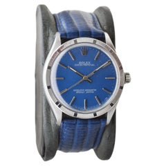 Rolex Steel Oyster Perpetual Thunderbird Bezel Custom Blue Dial circa, 1970's