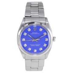 Rolex Steel Oyster Perpetual with Custom Deep Blue Dial, Diamond Markers, 1960s