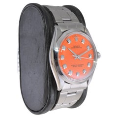 Rolex Steel Oyster Perpetual with Custom Orange Dial, Diamond Markers, 1960s