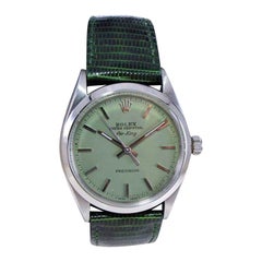 Rolex Oyster Perpetual de acero con esfera personalizada verde salvia, hacia 1960