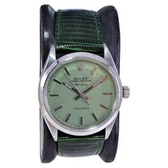 Rolex Steel Oyster Perpetual with Custom Sage Green Dial, circa Late 60's