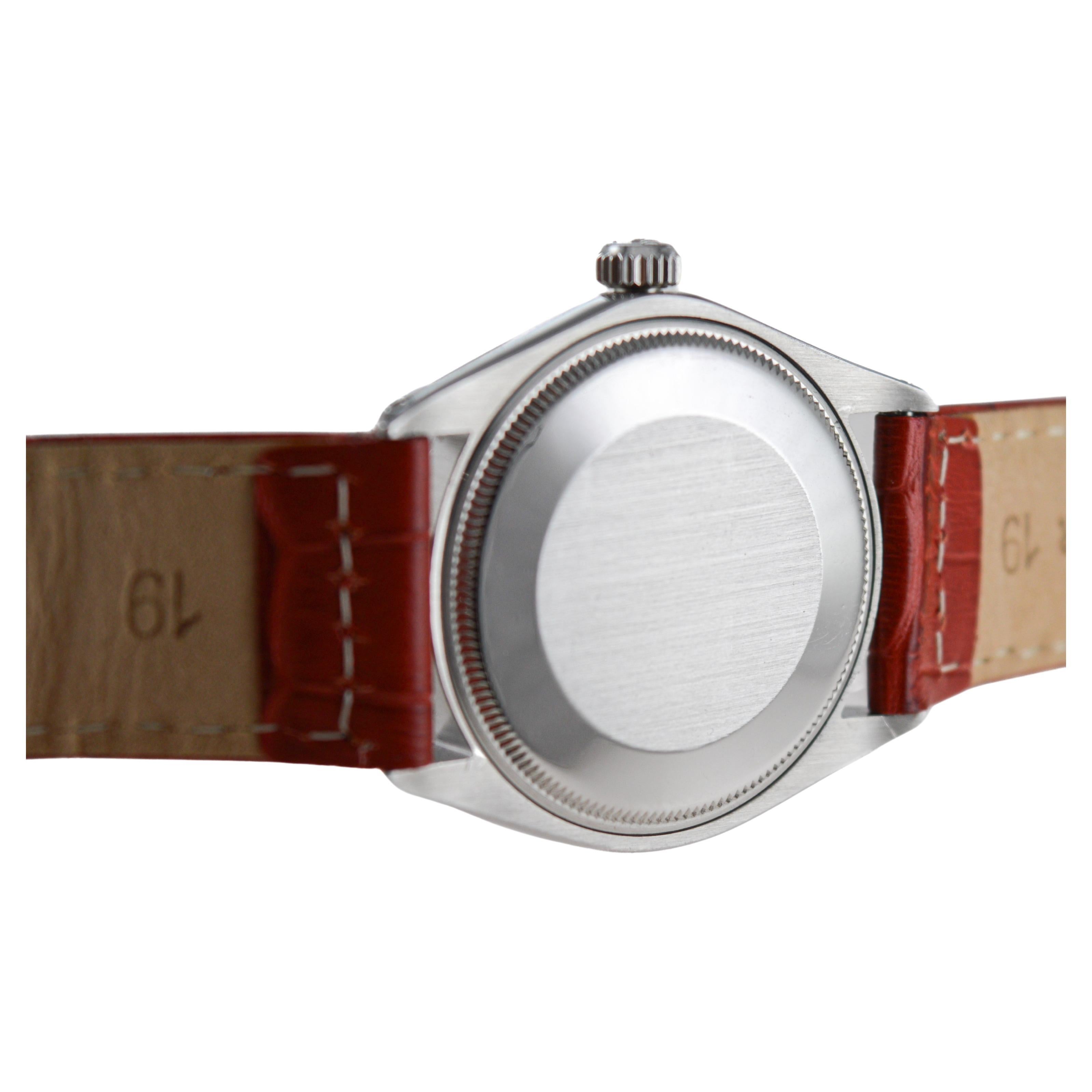 Rolex Steel Oyster Perpetual avec cadran gravé d'origine circa 1970's en vente 6