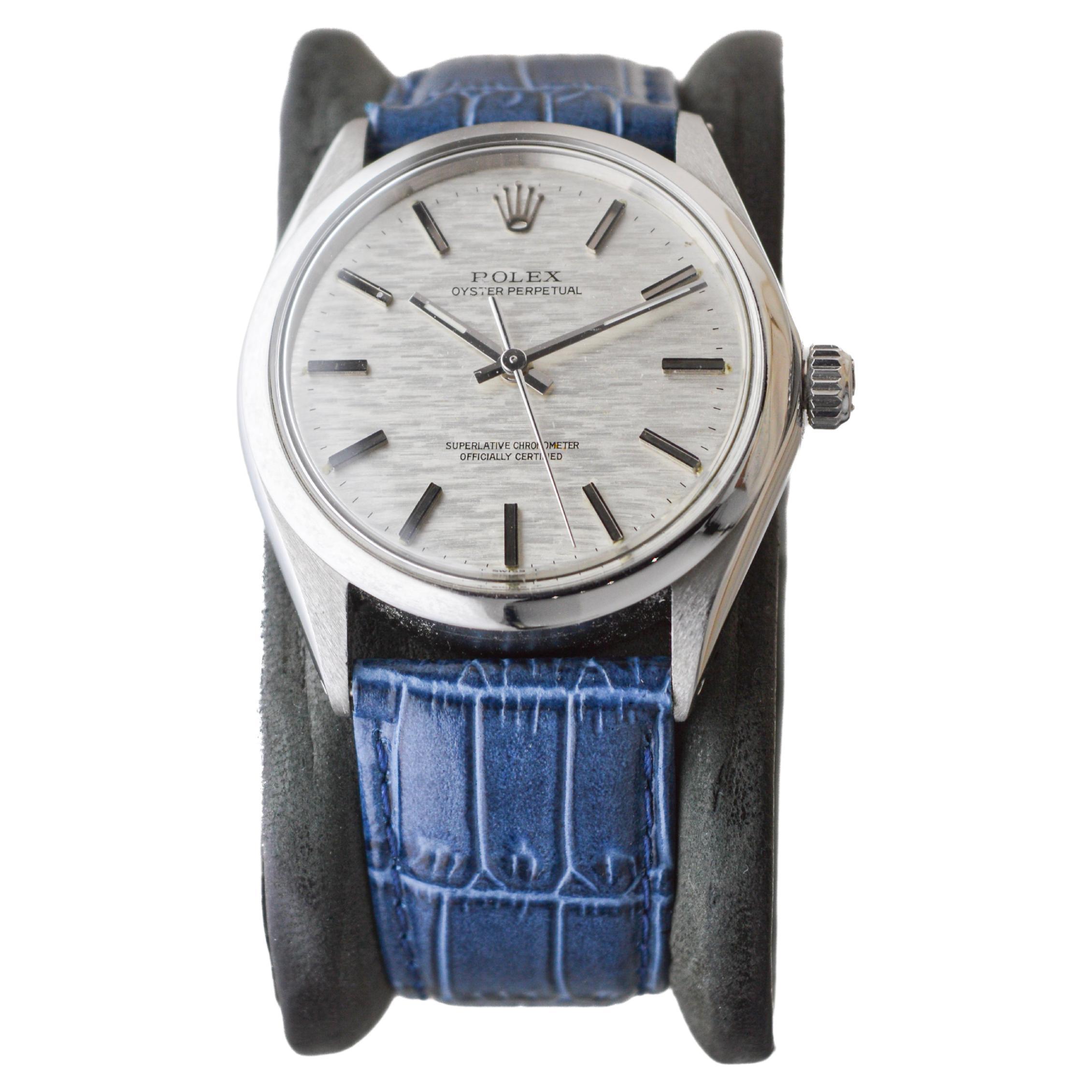 Modern Rolex Steel Oyster Perpetual with Factory Original Mosaic Dial circa 1973 / 74 For Sale
