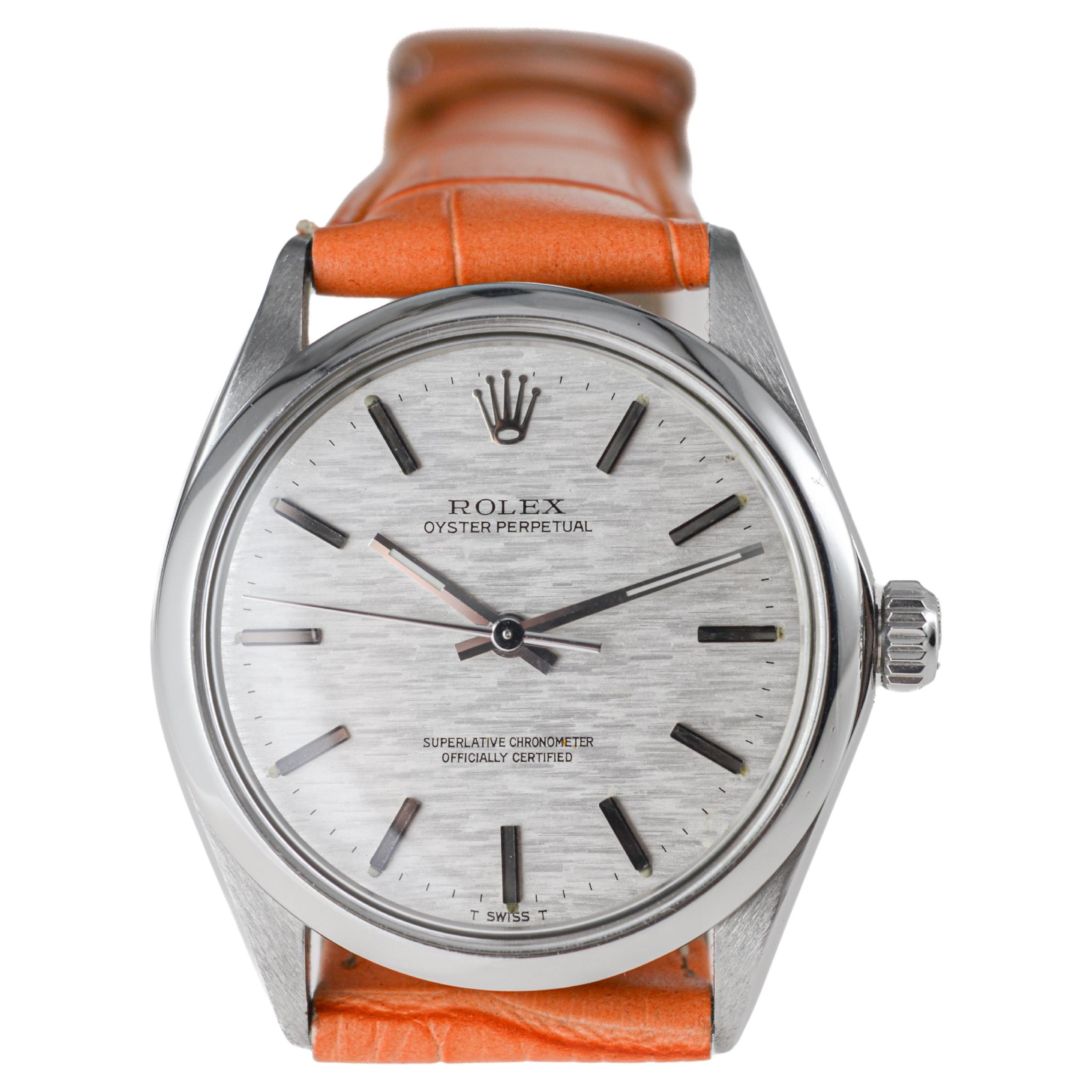 Rolex Steel Oyster Perpetual with Factory Original Mosaic Dial circa 1973 / 74 For Sale 2