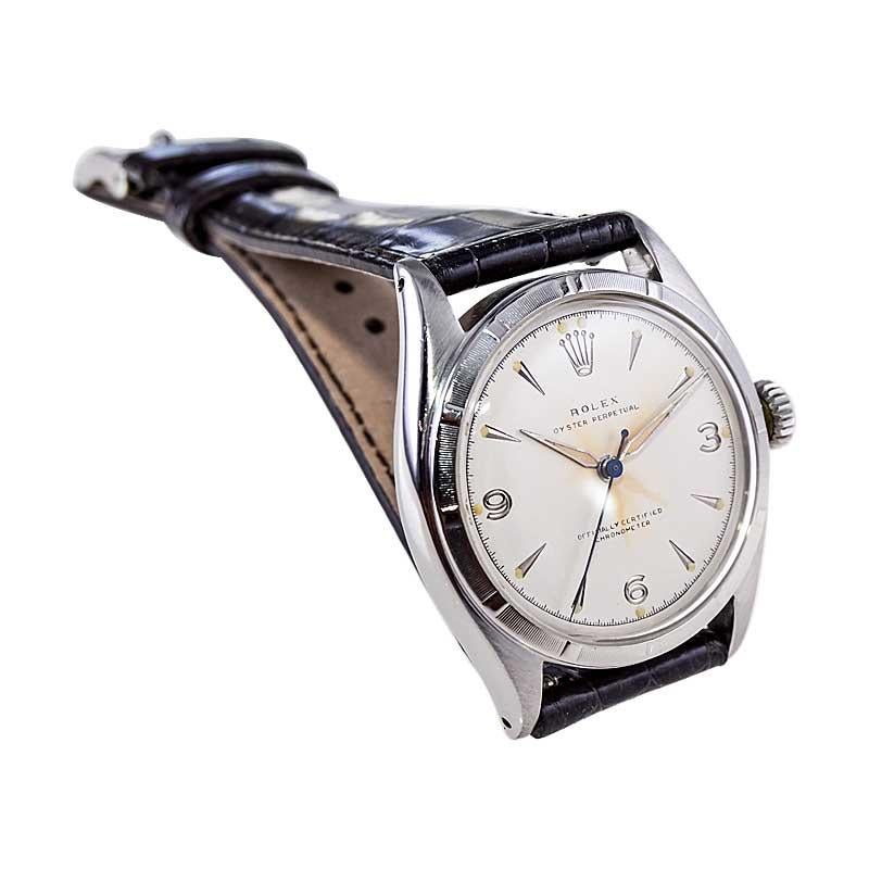 Women's or Men's Rolex Steel Oyster Perpetual with Factory Original Patinated Dial 1953