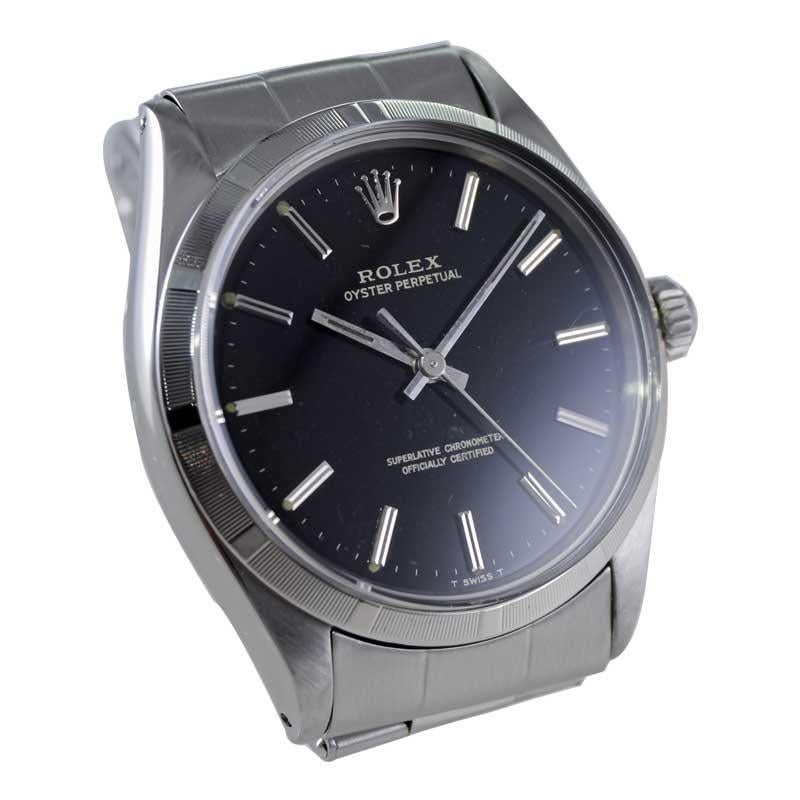 Rolex Steel Oyster Perpetual with Factory Original Rare Black Dial 1960's 2