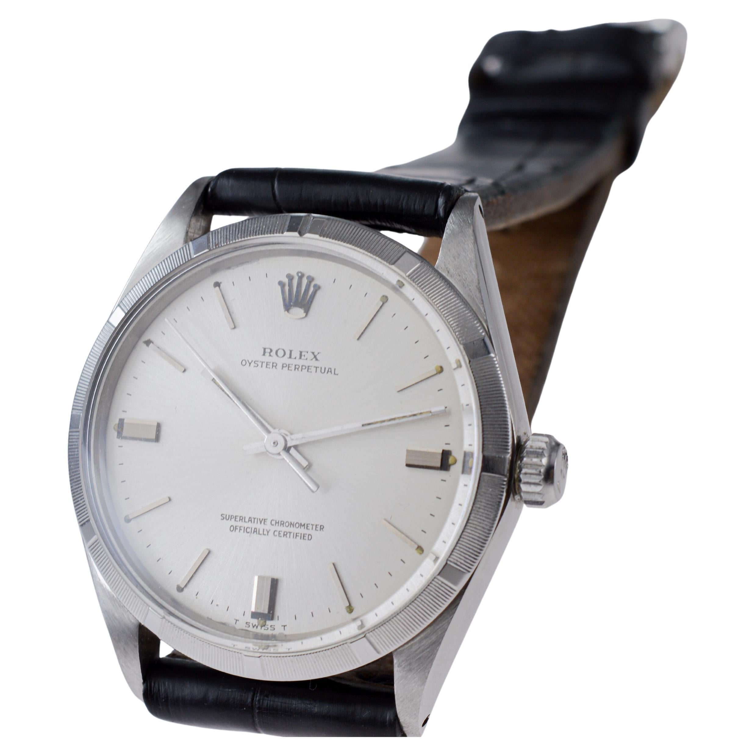 Rolex Steel Oyster Perpetual with Factory Original Silvered Dial circa 1960's 5