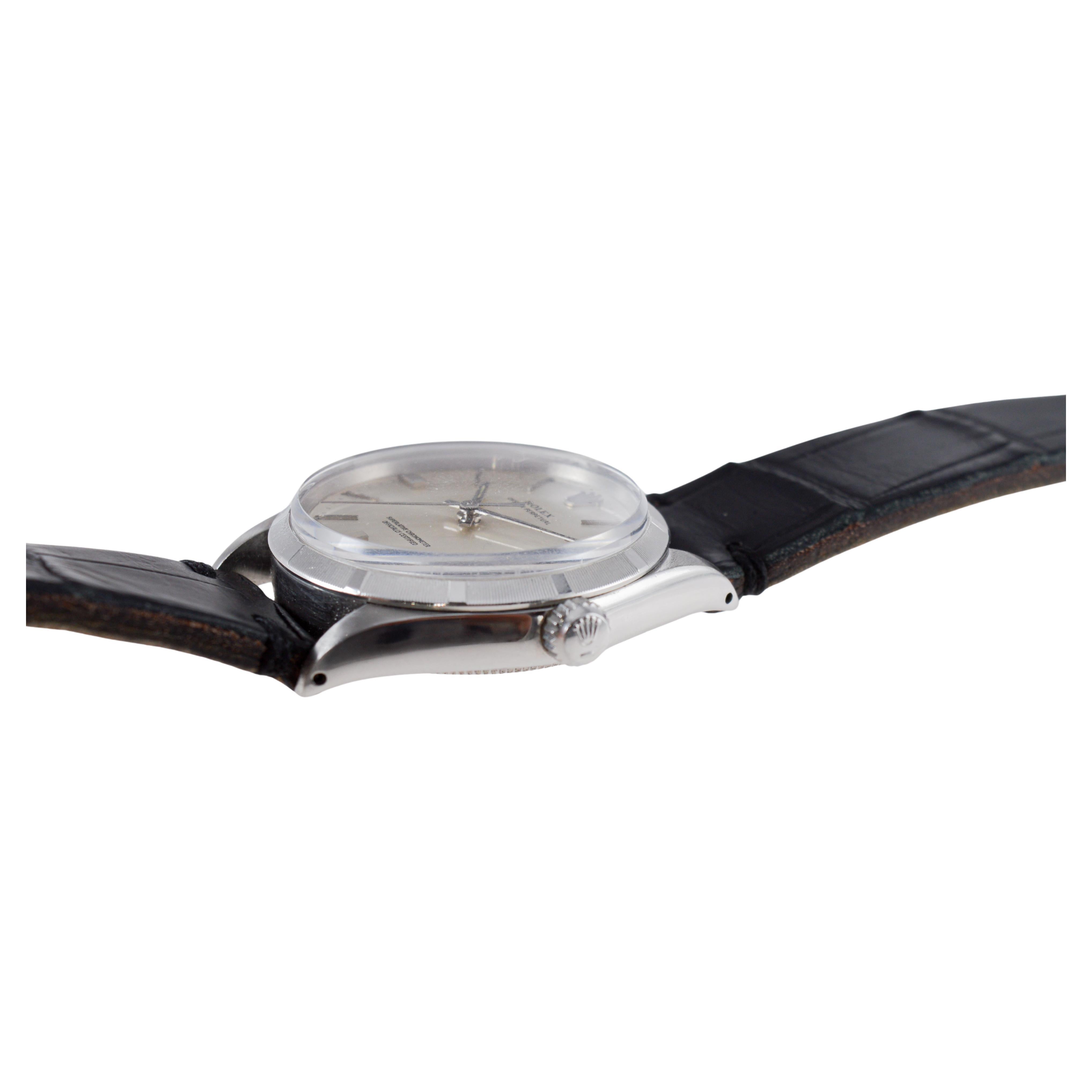 Rolex Steel Oyster Perpetual with Factory Original Silvered Dial circa 1960's 6