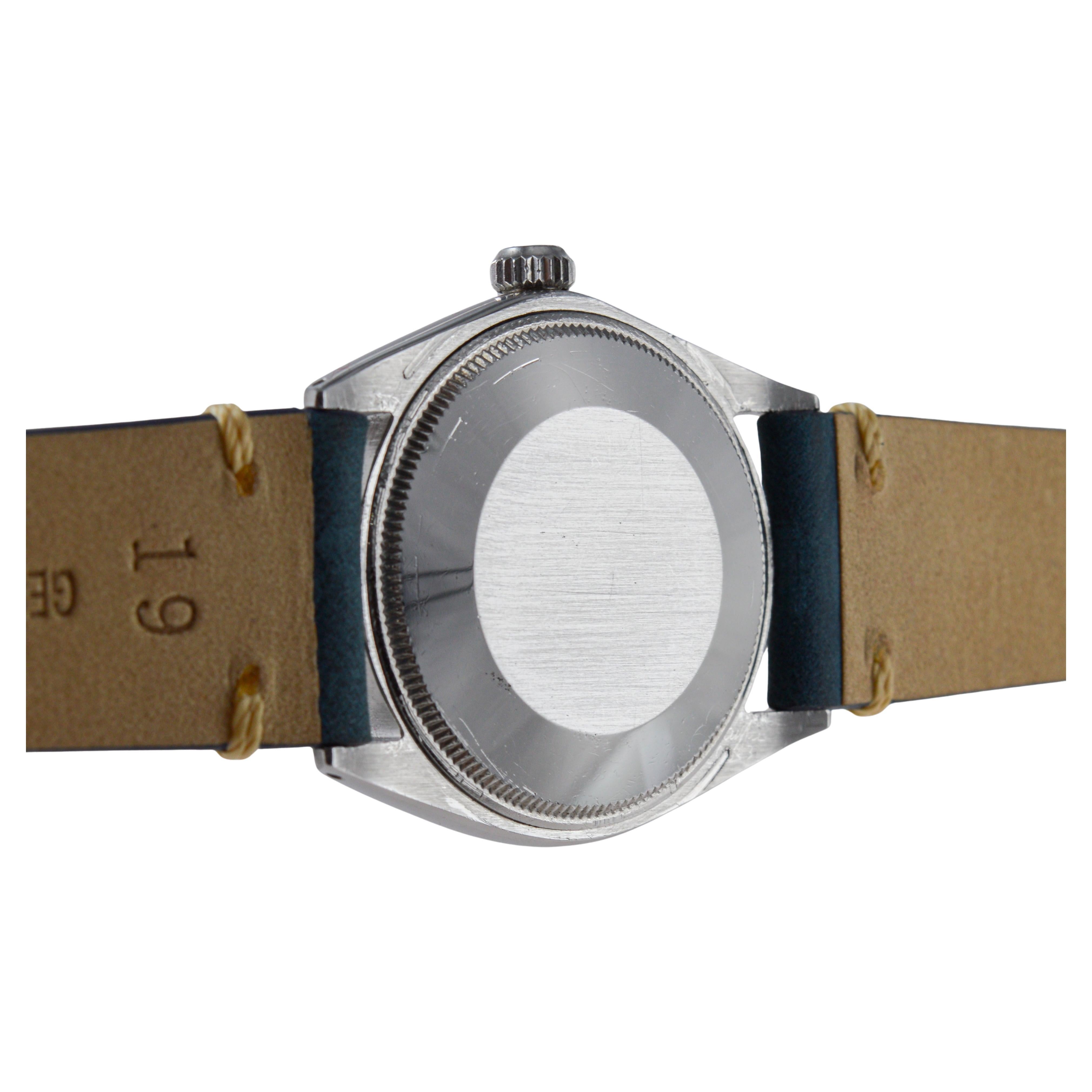 Rolex Steel Oyster Perpetual with Factory Original Silvered Dial circa 1960's For Sale 10