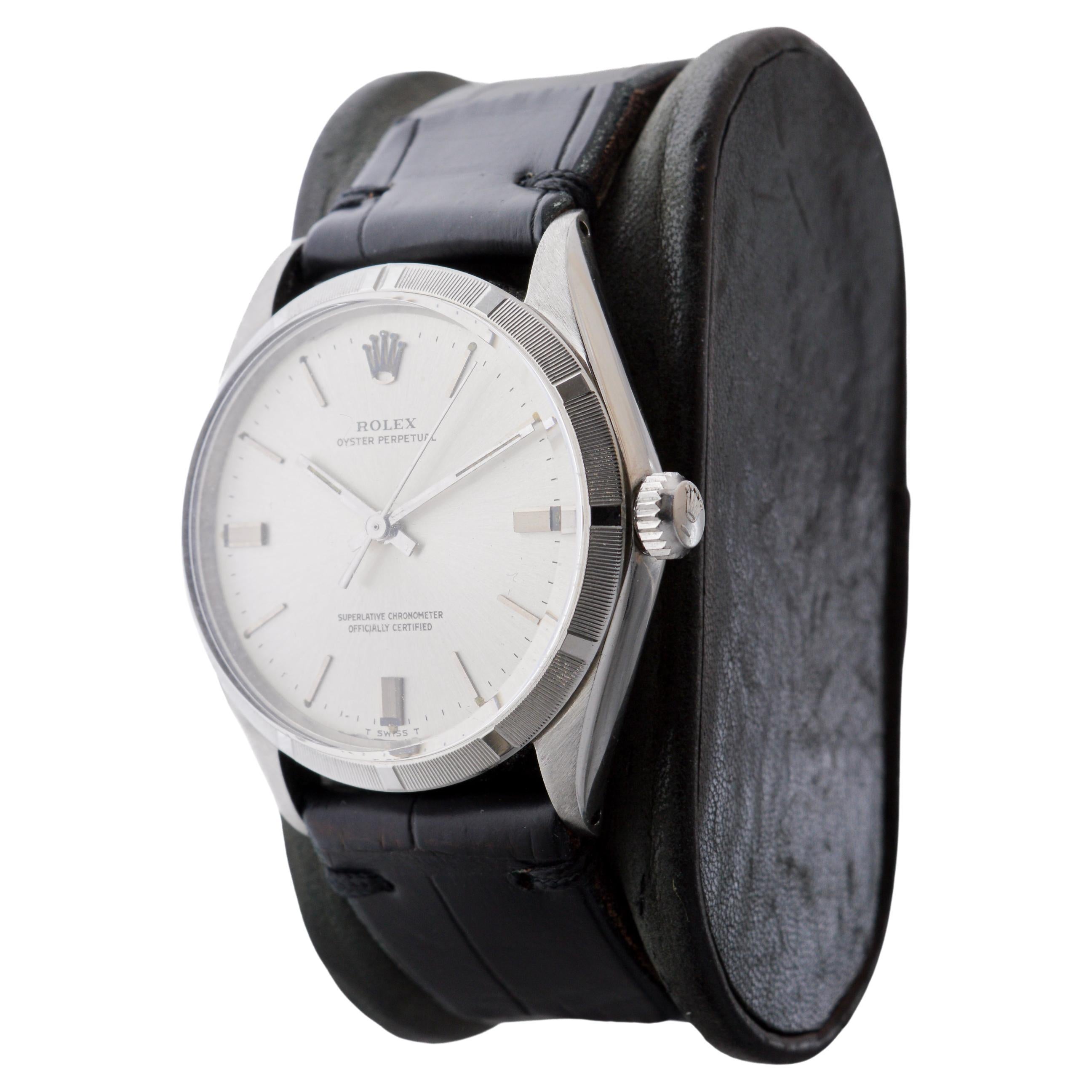 Rolex Steel Oyster Perpetual with Factory Original Silvered Dial circa 1960's 1