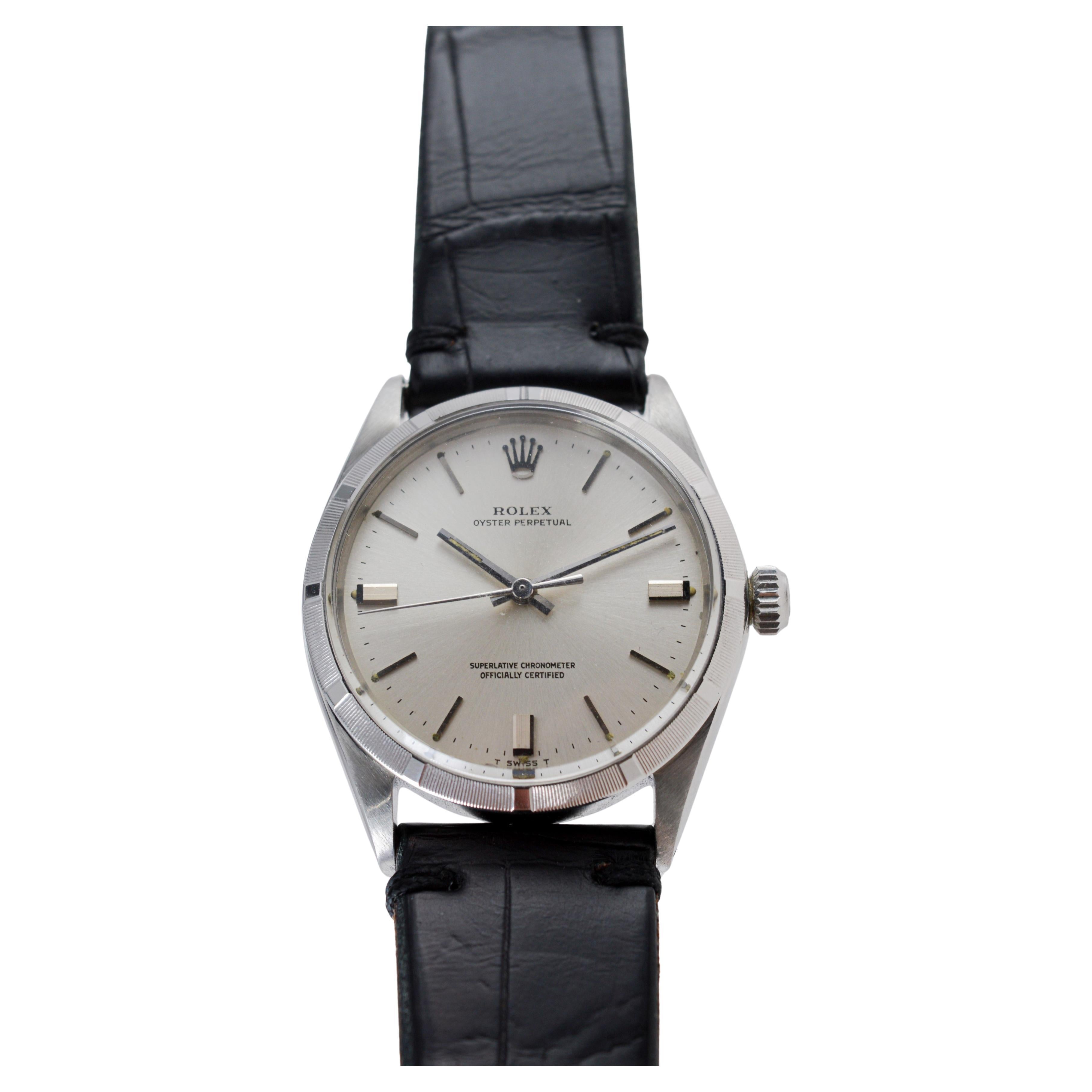 Rolex Steel Oyster Perpetual with Factory Original Silvered Dial circa 1960's 2