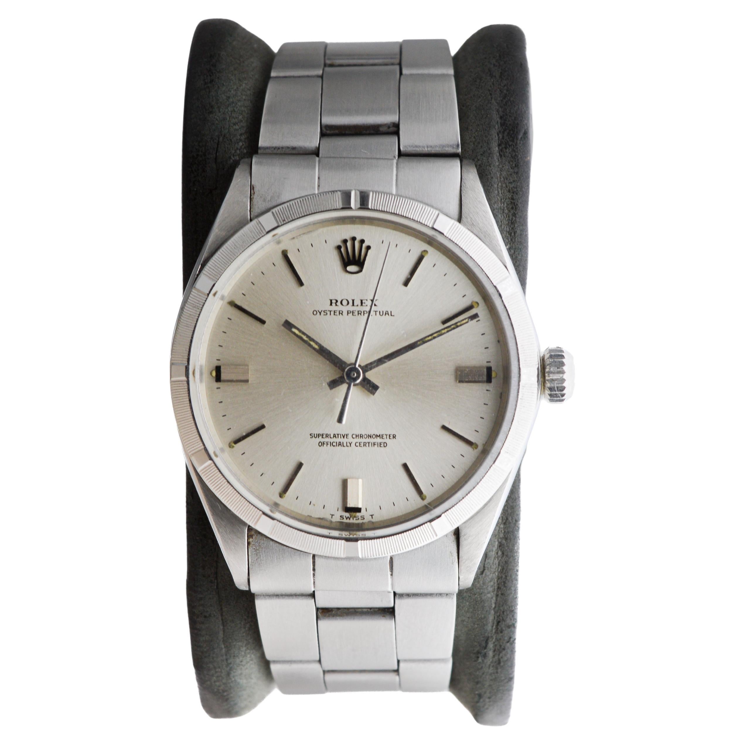Rolex Oyster Perpetual de acero con esfera plateada original de fábrica circa años 60
