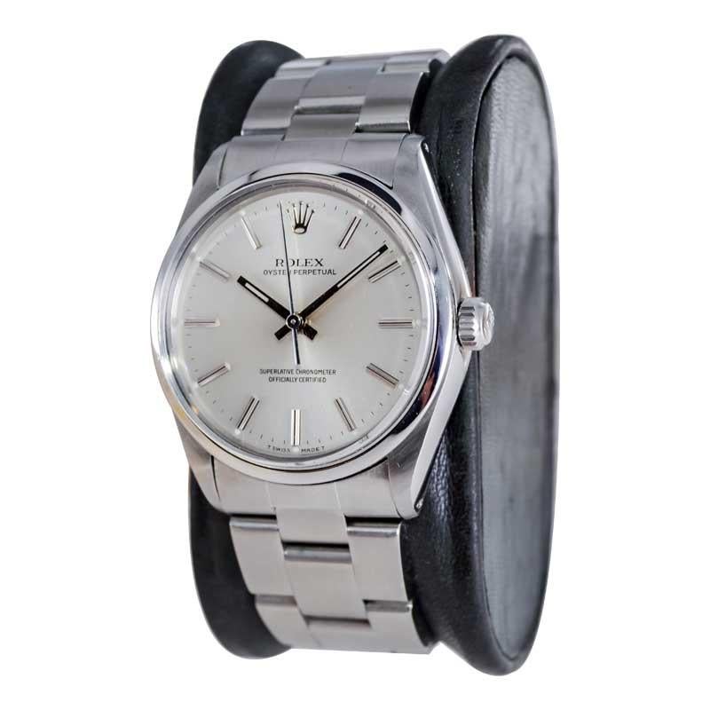 Rolex Steel Oyster Perpetual with Factory Papers New Condition from 1970's For Sale 1
