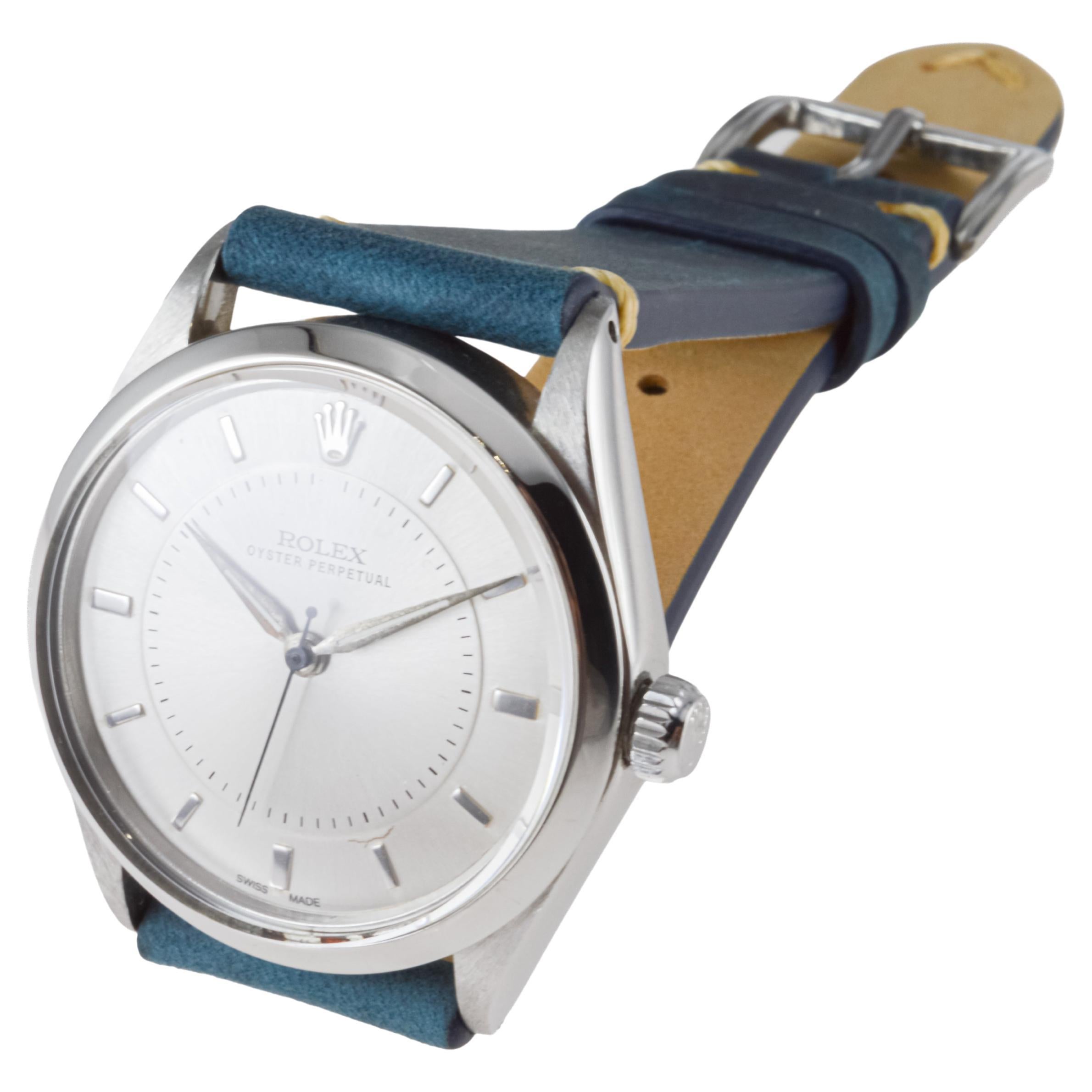Rolex Steel Oyster Perpetual with Rare, Bulls Eye Dial from 1958 Caliber 1060 For Sale 5