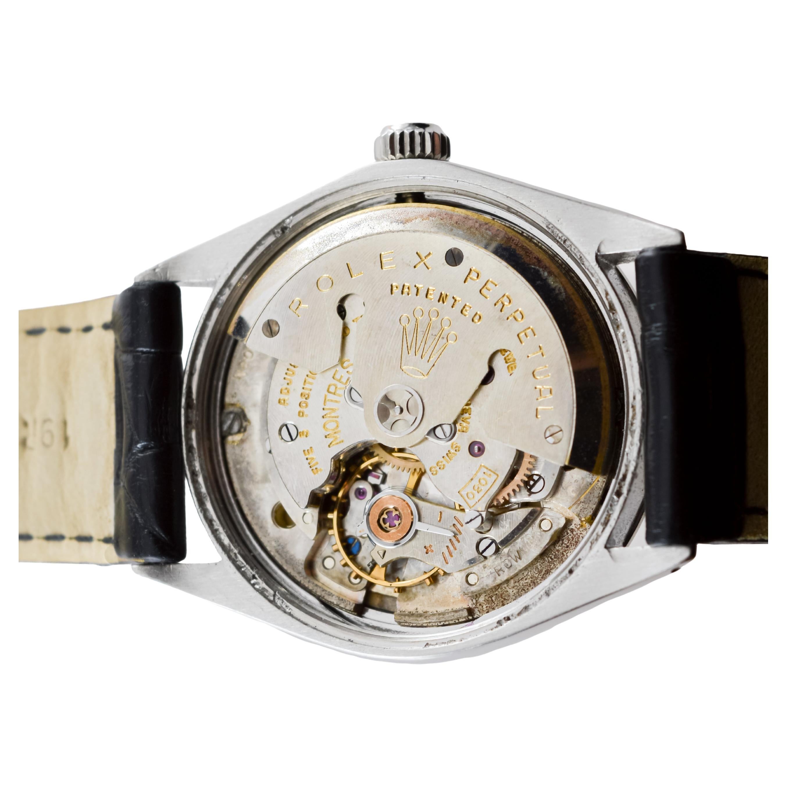 Rolex Steel Oyster Perpetual with Rare, Bulls Eye Dial from 1958 Caliber 1060 For Sale 8