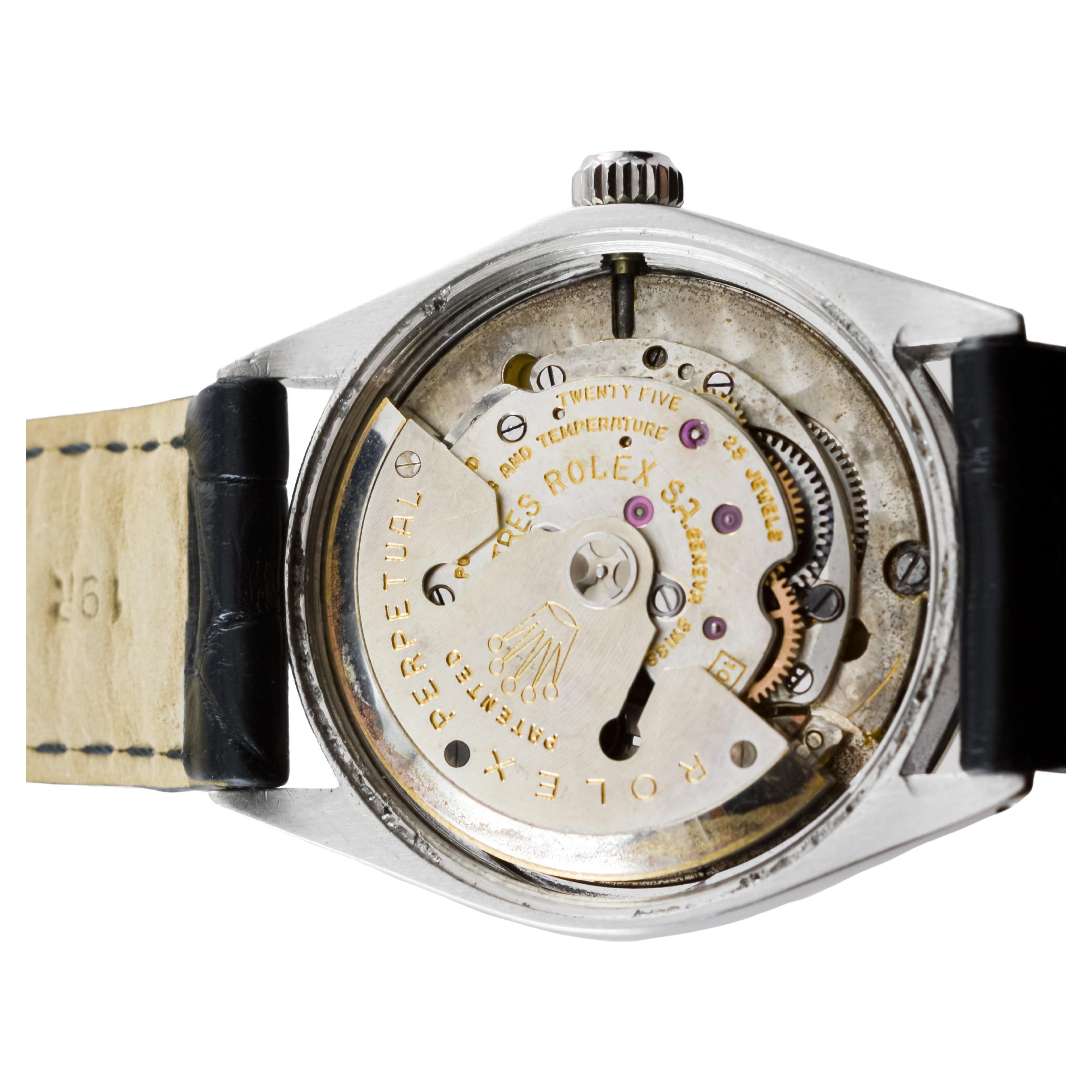 Rolex Steel Oyster Perpetual with Rare, Bulls Eye Dial from 1958 Caliber 1060 For Sale 9