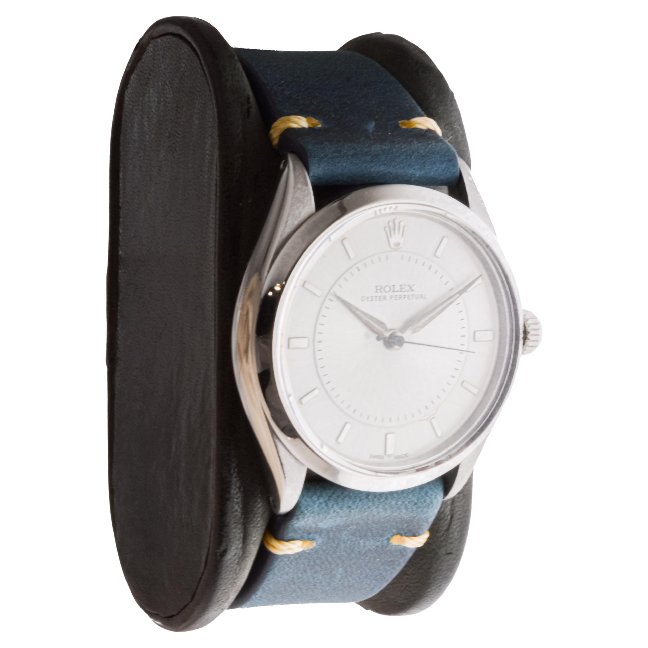 Modern Rolex Steel Oyster Perpetual with Rare, Bulls Eye Dial from 1958 Caliber 1060 For Sale