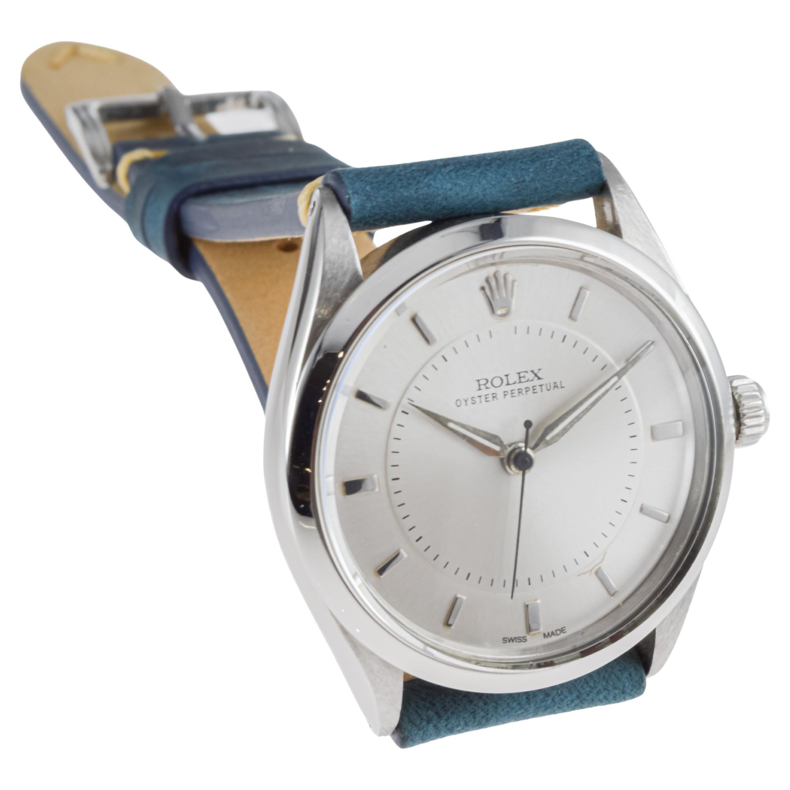 Rolex Steel Oyster Perpetual with Rare, Bulls Eye Dial from 1958 Caliber 1060 For Sale 3