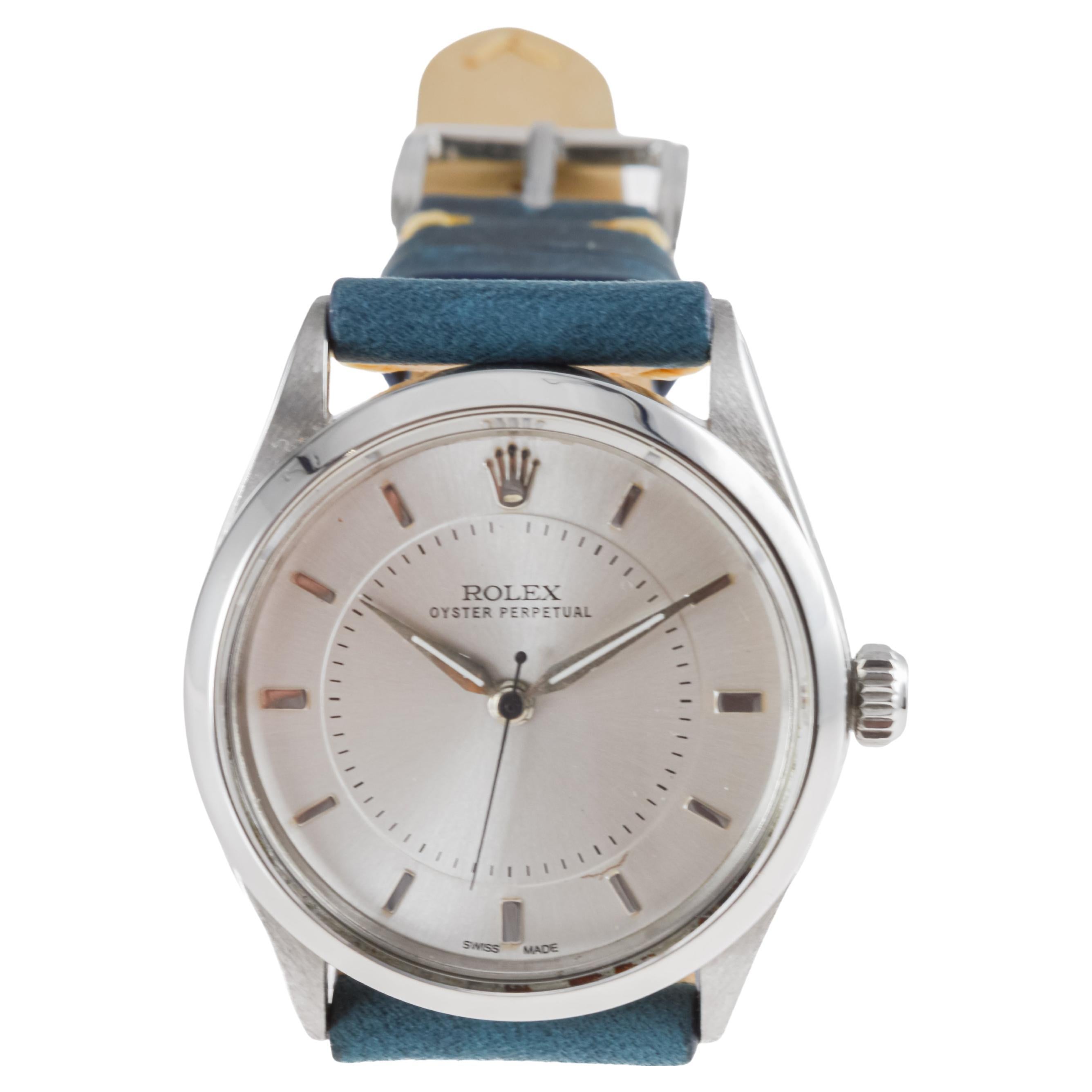 Rolex Steel Oyster Perpetual with Rare, Bulls Eye Dial from 1958 Caliber 1060 For Sale 4
