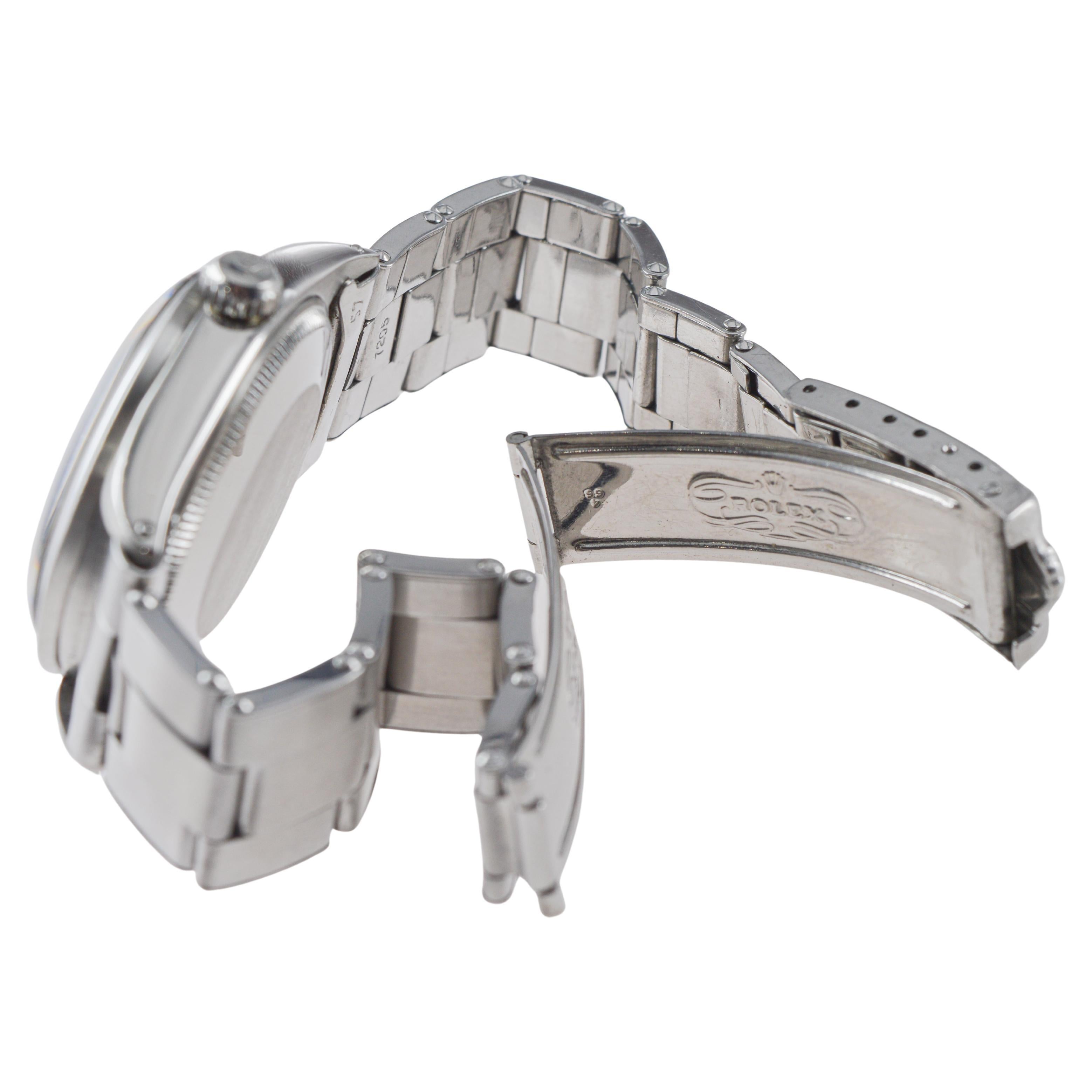 Rolex Steel Oyster Perpetual with Rare Engine Turned Bezel circa, 1960's im Angebot 9
