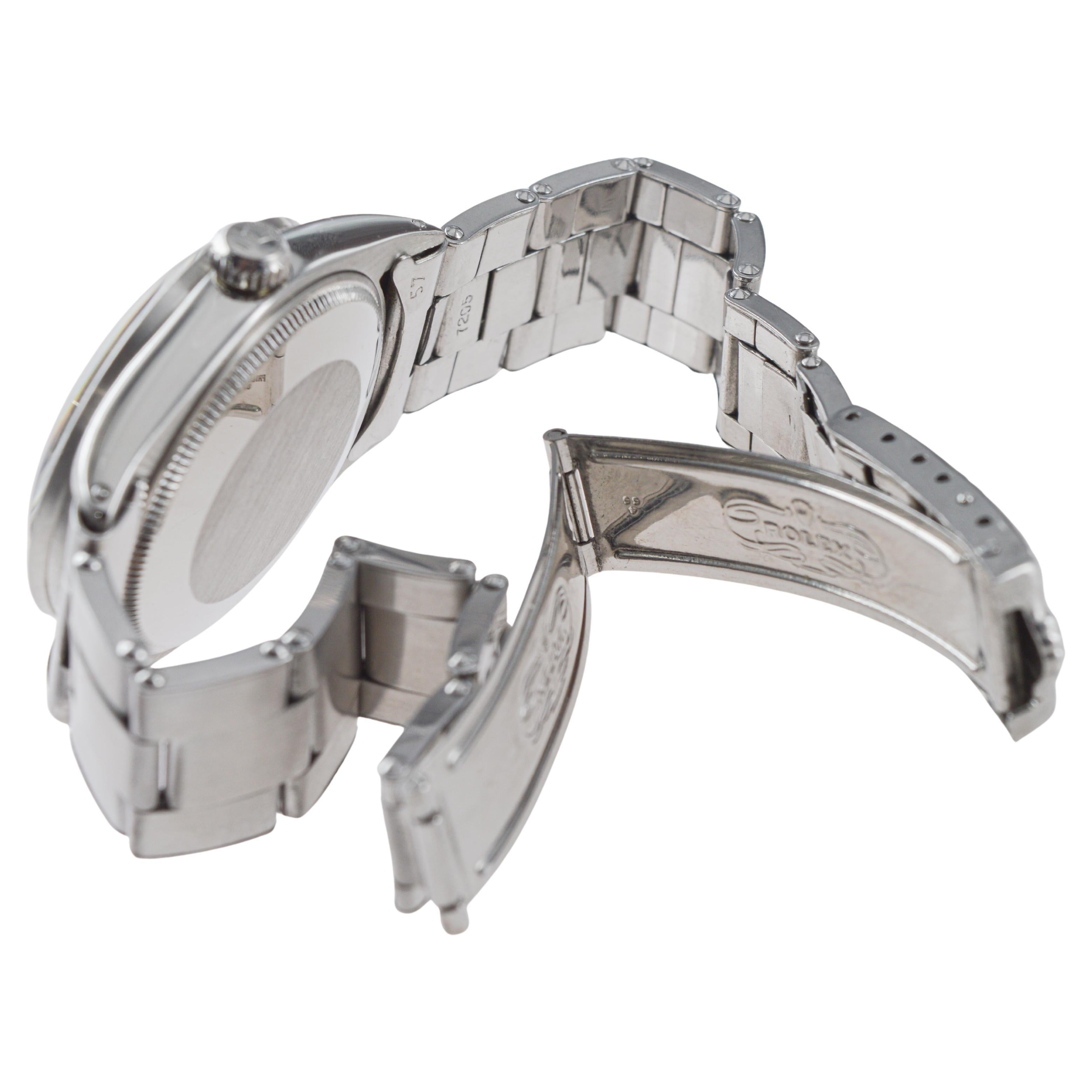 Rolex Steel Oyster Perpetual with Rare Engine Turned Bezel circa, 1960's im Angebot 10