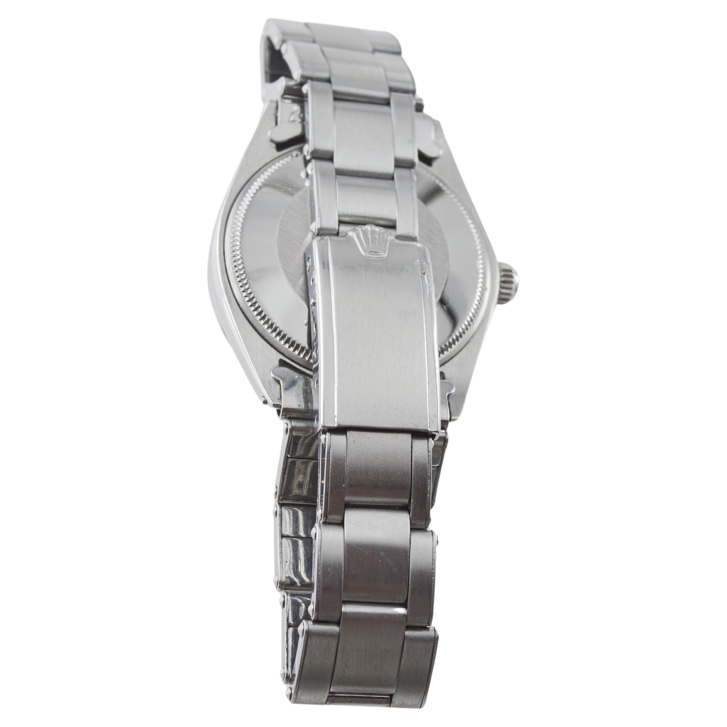 Rolex Steel Oyster Perpetual with Rare Engine Turned Bezel circa, 1960's im Angebot 2